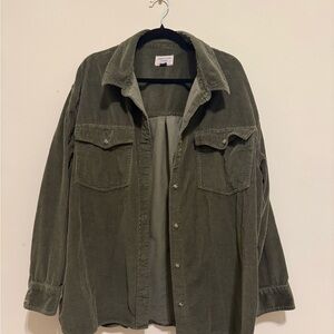 American Eagle Dark Green Corduroy Shacket